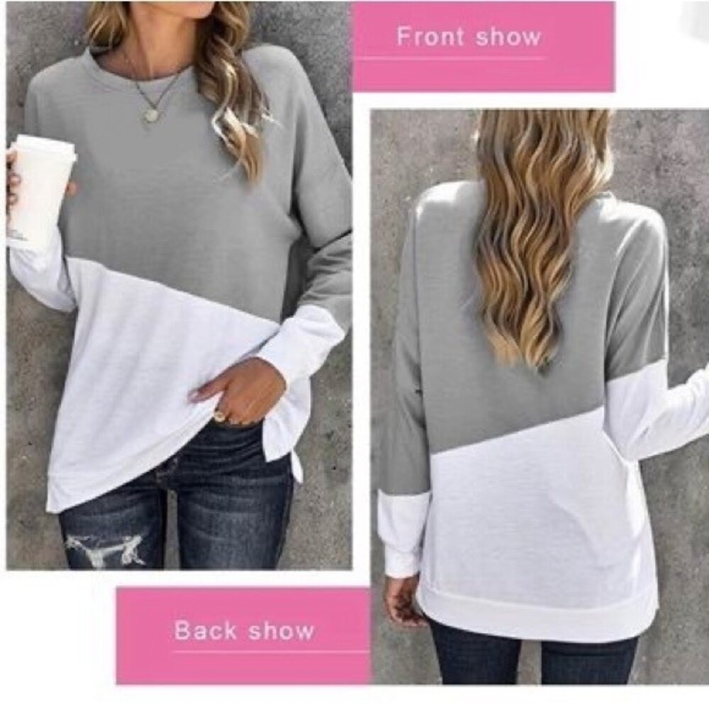 Gray and white color block sweatshirt size medium